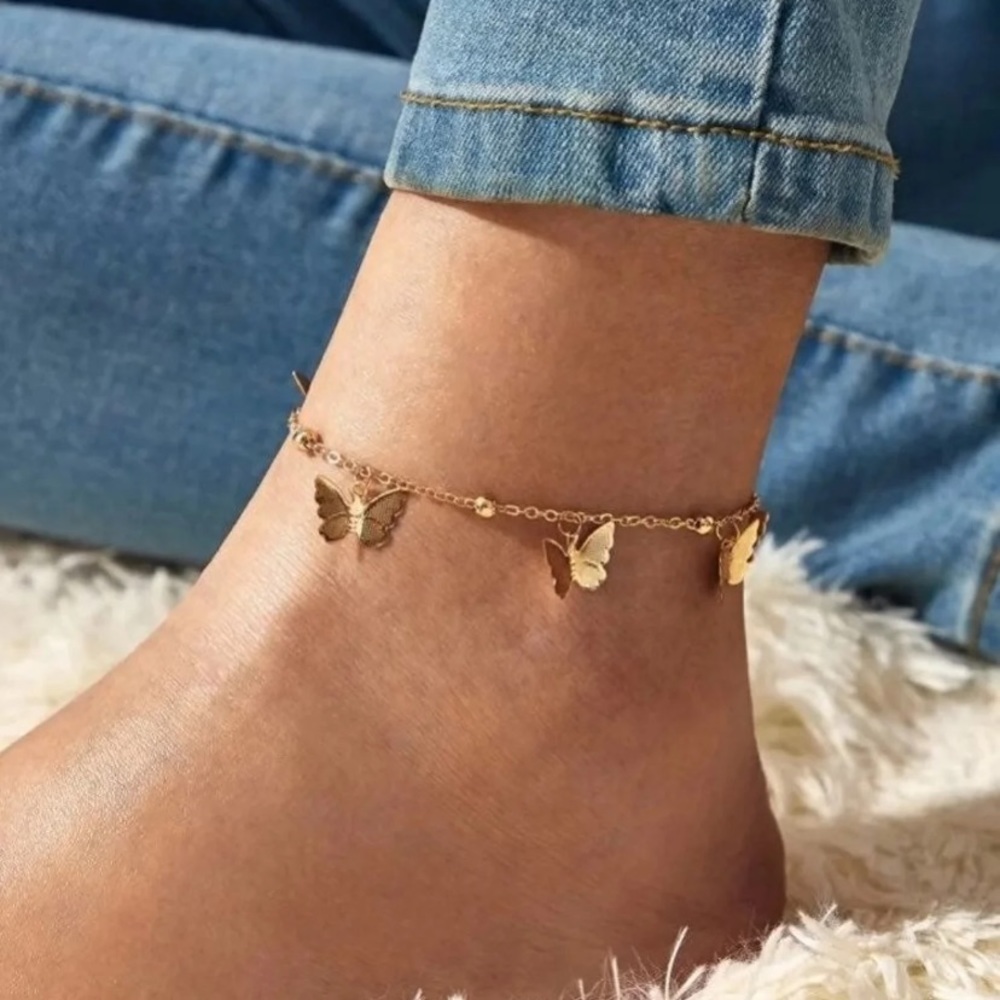 MAKE OFFER Butterfly Tassel anklet